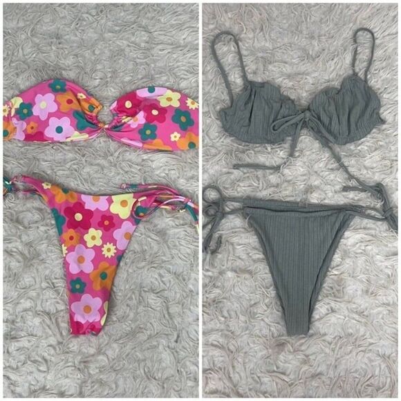 Set Of Two Womens Retro 2 Piece Swim Bikini & Cheeky Swim Bottoms size medium - Picture 1 of 8